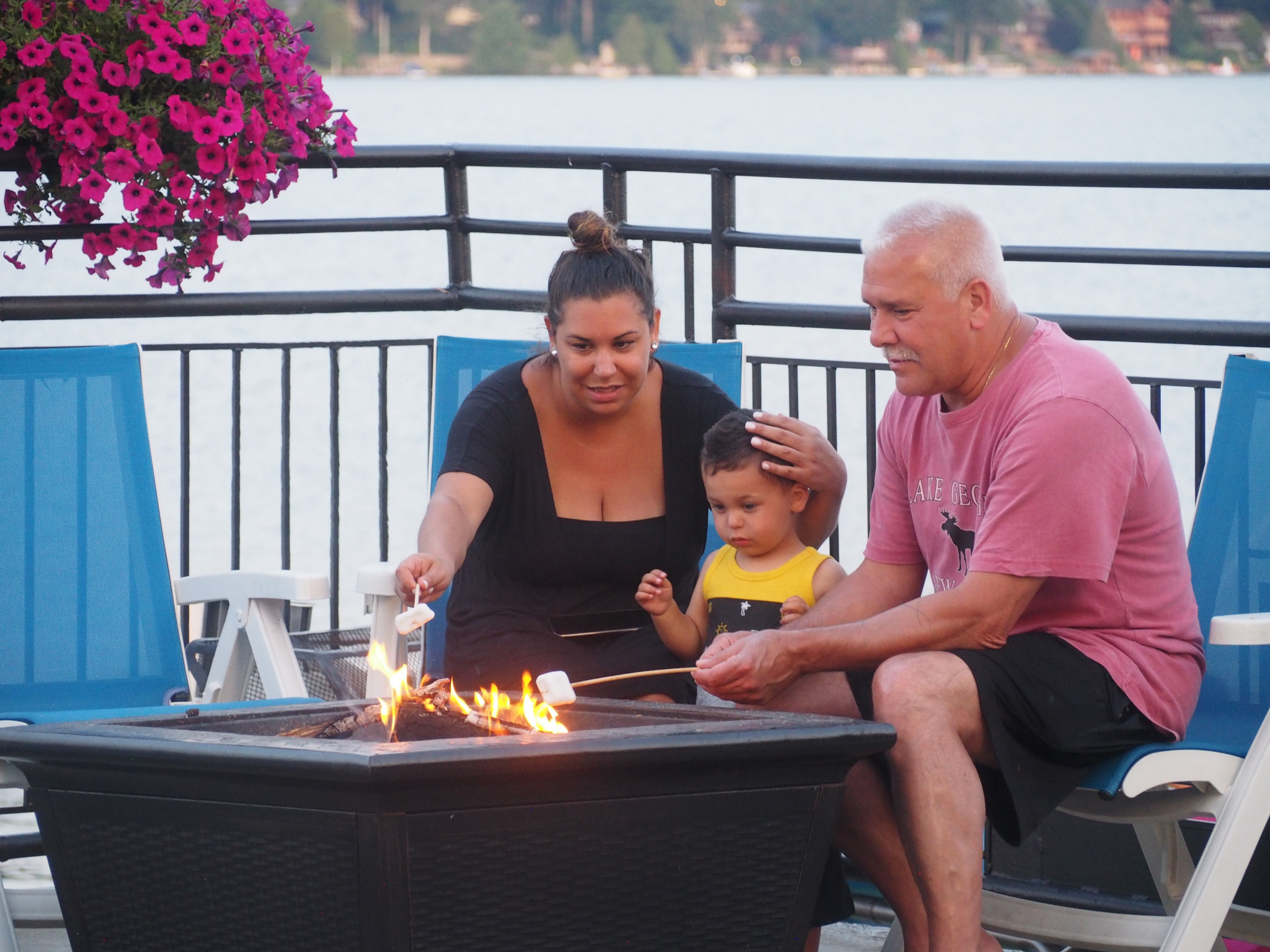 Roasting marshmallows in the firepit